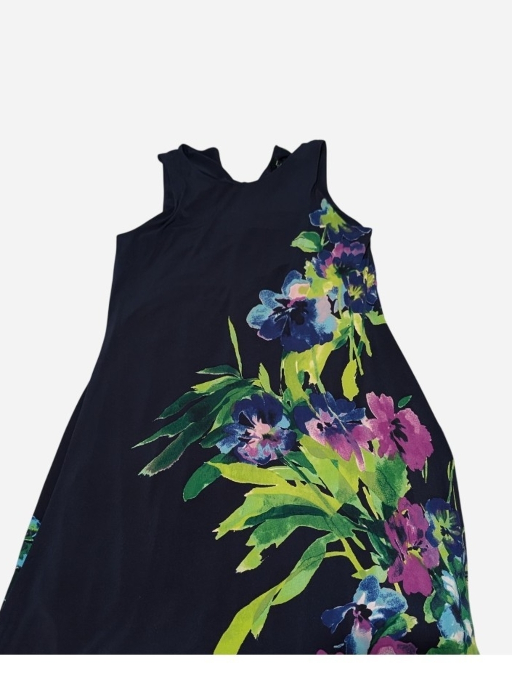 Pre-,owned Ralph Lauren Navy Dress with Green Label Detail